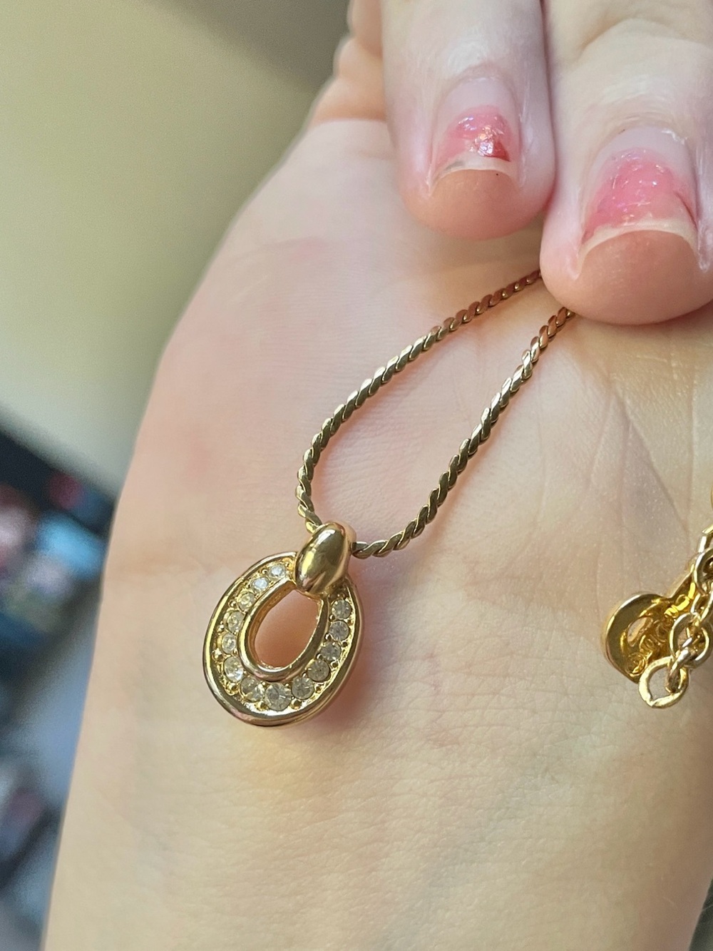 Christian dior Gold plated Teardrop Crystal Pendant Necklace - Women Jewelry